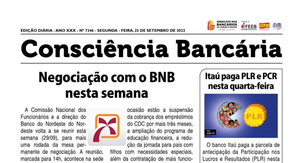 Boletim Diário 15.08.2023 - Sindicato dos Bancários de Itabuna e Região